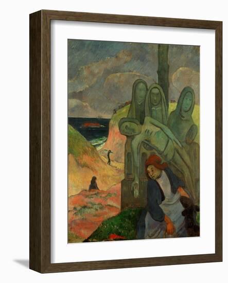 Green Christ, 1889, Inspired by the Calvaires, the Calvary-Sculptures of Brittany-Paul Gauguin-Framed Giclee Print