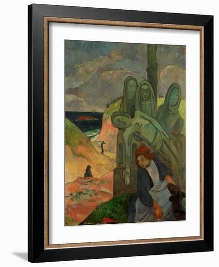 Green Christ, 1889, Inspired by the Calvaires, the Calvary-Sculptures of Brittany-Paul Gauguin-Framed Giclee Print