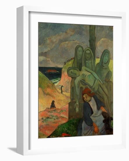 Green Christ, 1889, Inspired by the Calvaires, the Calvary-Sculptures of Brittany-Paul Gauguin-Framed Giclee Print