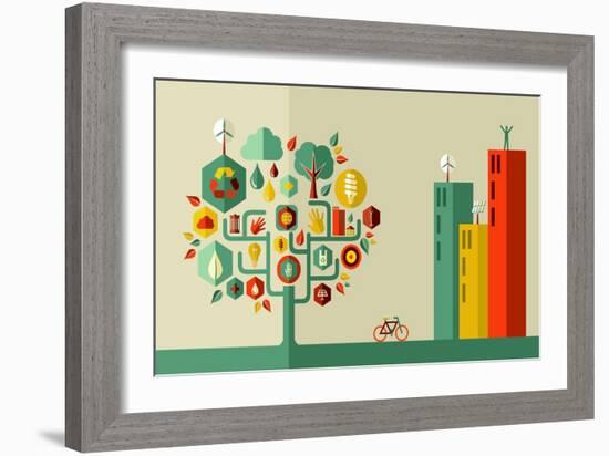 Green City Concept-cienpies-Framed Art Print