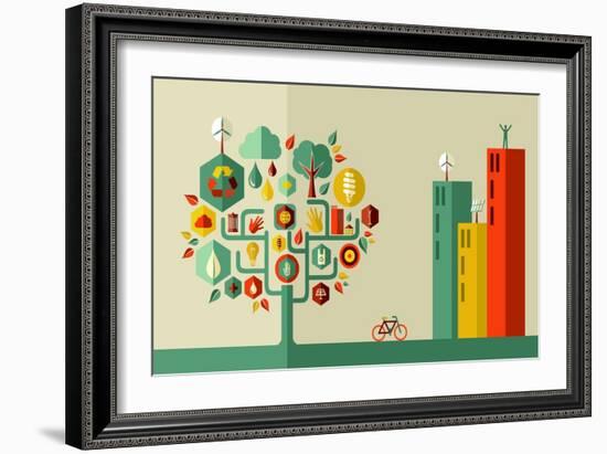 Green City Concept-cienpies-Framed Art Print