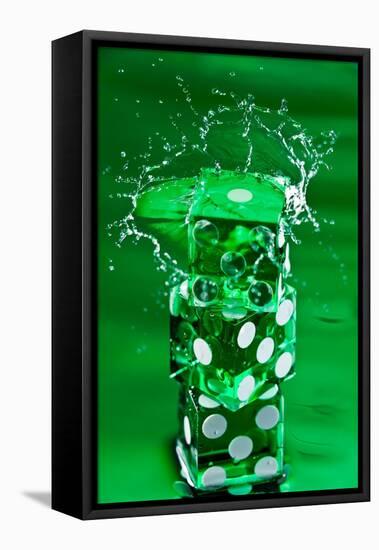 Green Dice Splash-Steve Gadomski-Framed Premier Image Canvas