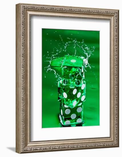 Green Dice Splash-Steve Gadomski-Framed Photographic Print