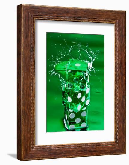 Green Dice Splash-Steve Gadomski-Framed Photographic Print