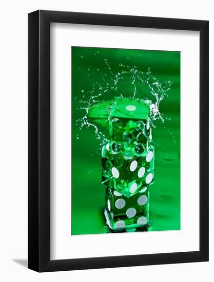 Green Dice Splash-Steve Gadomski-Framed Photographic Print