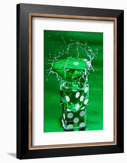 Green Dice Splash-Steve Gadomski-Framed Photographic Print