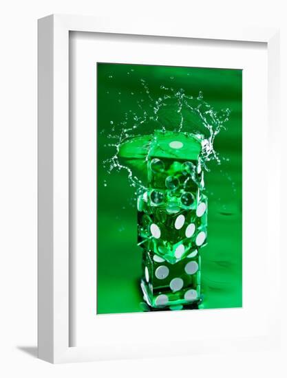 Green Dice Splash-Steve Gadomski-Framed Photographic Print