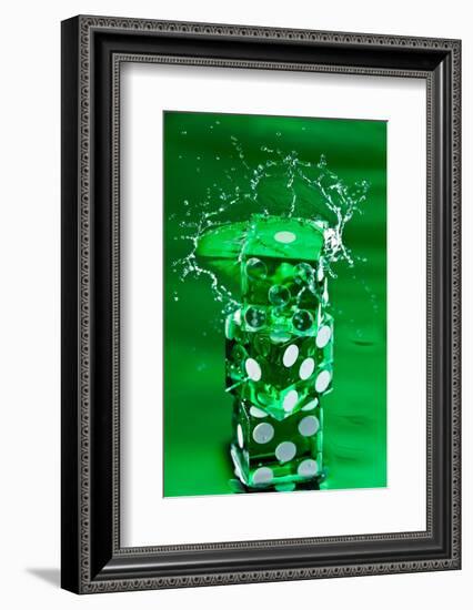 Green Dice Splash-Steve Gadomski-Framed Photographic Print