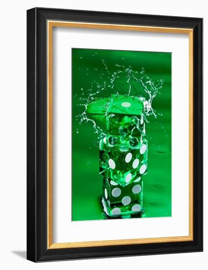 Green Dice Splash-Steve Gadomski-Framed Photographic Print