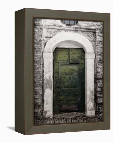 Green door in Penne-Andrea Costantini-Framed Premier Image Canvas