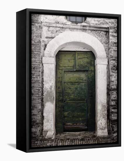 Green door in Penne-Andrea Costantini-Framed Premier Image Canvas