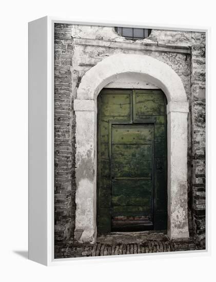 Green door in Penne-Andrea Costantini-Framed Premier Image Canvas