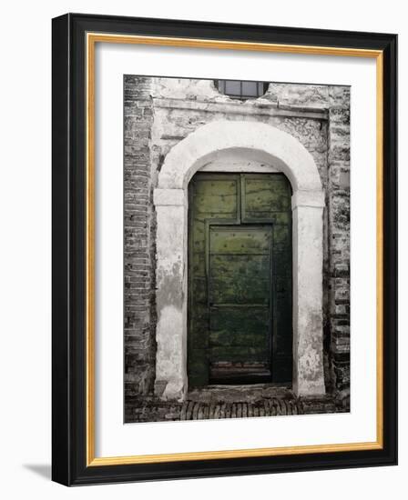 Green door in Penne-Andrea Costantini-Framed Photographic Print