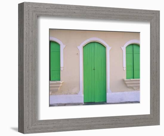 Green Doors and Windows, Gran Roques, Los Roques, Venezuela-Stuart Westmoreland-Framed Photographic Print