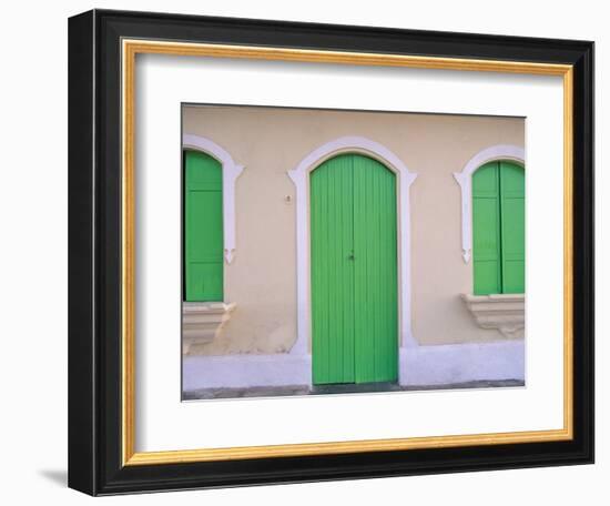 Green Doors and Windows, Gran Roques, Los Roques, Venezuela-Stuart Westmoreland-Framed Photographic Print