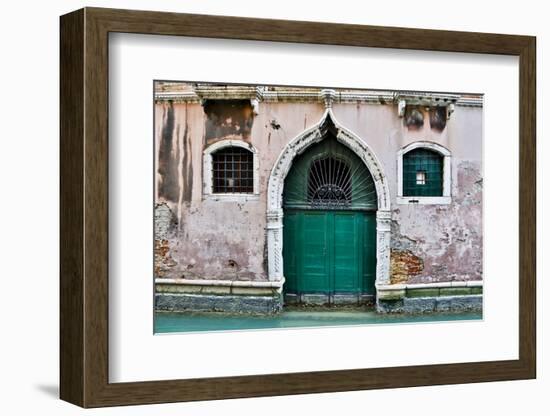 Green Doorway Along Canal, Venice, Italy-Darrell Gulin-Framed Photographic Print