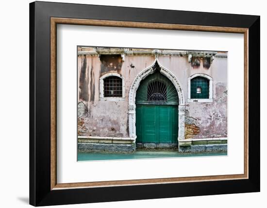 Green Doorway Along Canal, Venice, Italy-Darrell Gulin-Framed Photographic Print