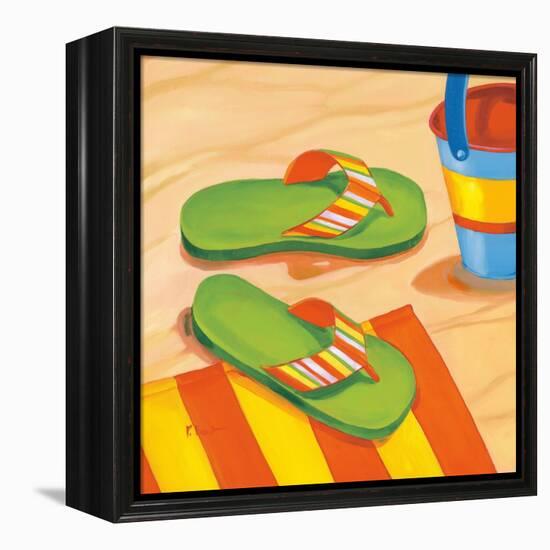 Green Flip Flops-Paul Brent-Framed Stretched Canvas