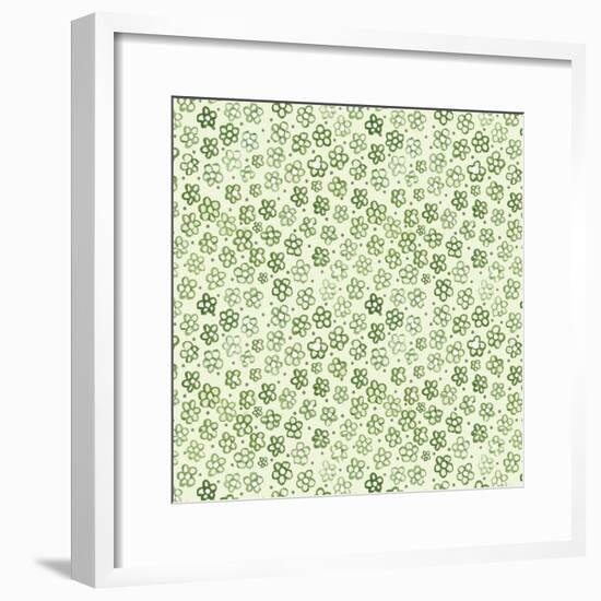 Green Freehand Flowers on Mint-Effie Zafiropoulou-Framed Giclee Print