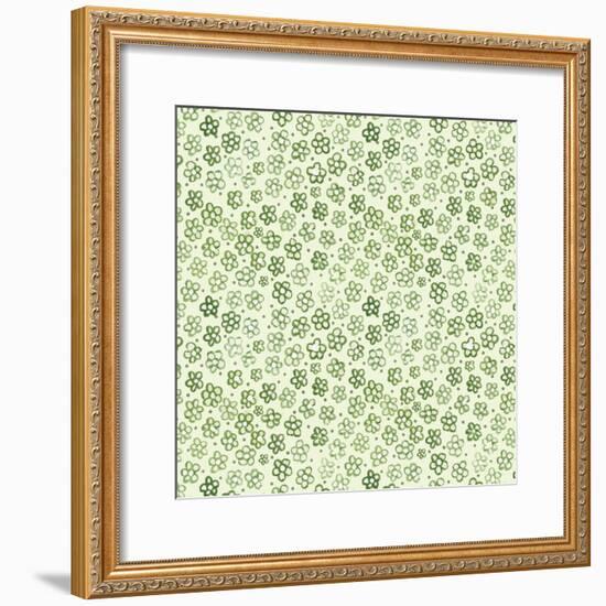 Green Freehand Flowers on Mint-Effie Zafiropoulou-Framed Giclee Print