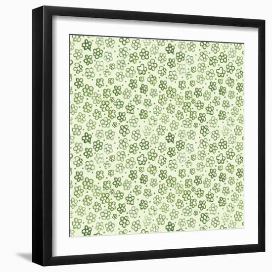 Green Freehand Flowers on Mint-Effie Zafiropoulou-Framed Giclee Print