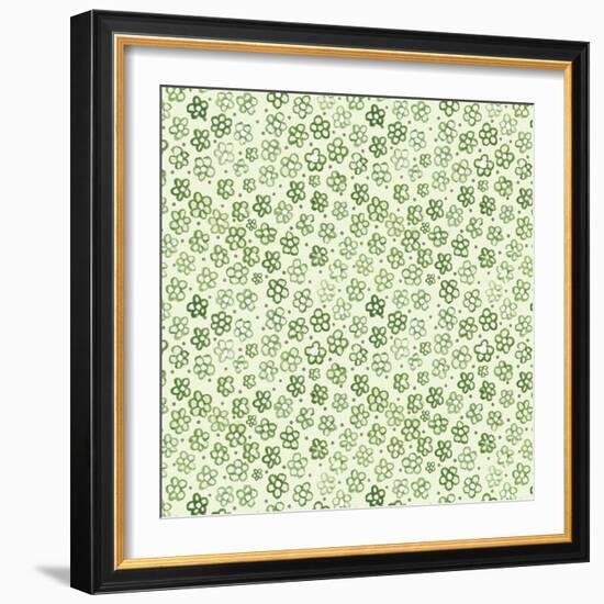 Green Freehand Flowers on Mint-Effie Zafiropoulou-Framed Giclee Print