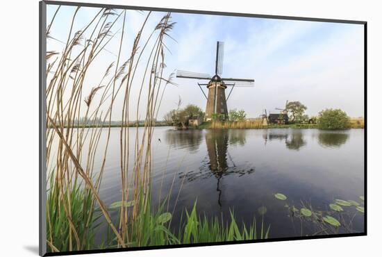 Green Grass Frames the Windmills Reflected in the Canal, Netherlands-Roberto Moiola-Mounted Photographic Print