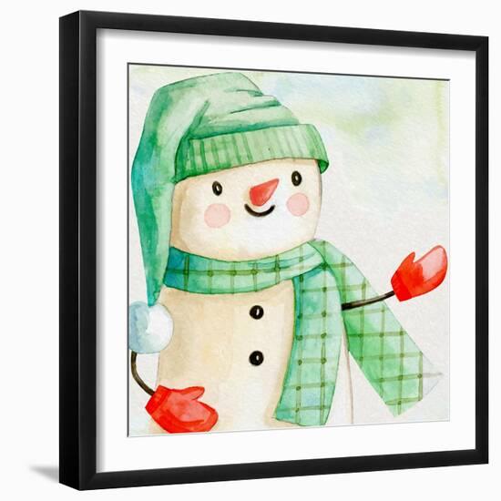 Green Hat Snowman-Kim Allen-Framed Art Print