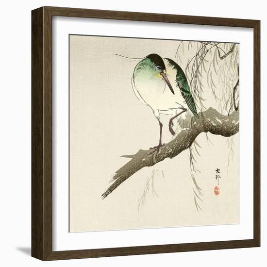 Green Heron on Branch-Koson Ohara-Framed Giclee Print