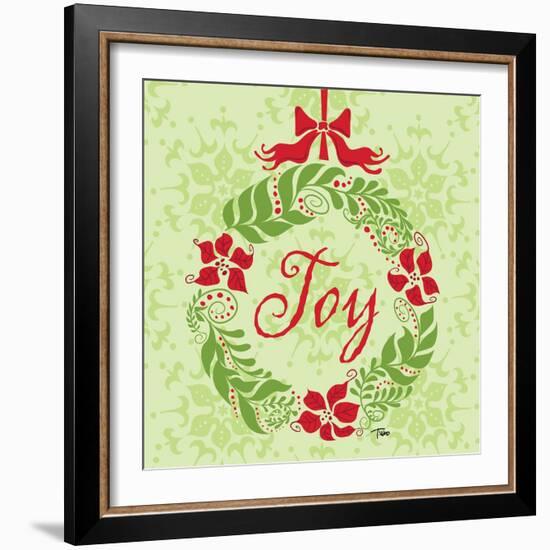 Green Joy Wreath-Teresa Woo-Framed Art Print