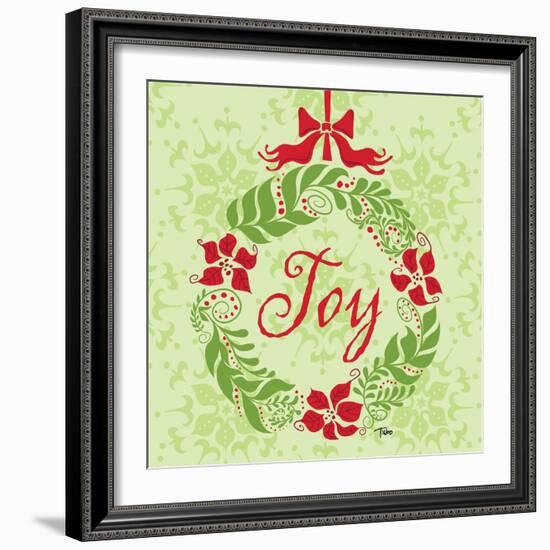 Green Joy Wreath-Teresa Woo-Framed Art Print