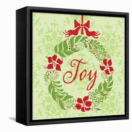 Green Joy Wreath-Teresa Woo-Framed Stretched Canvas