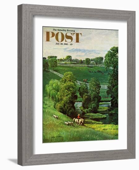 "Green Kentucky Pastures," Saturday Evening Post Cover, July 29, 1961-John Clymer-Framed Giclee Print