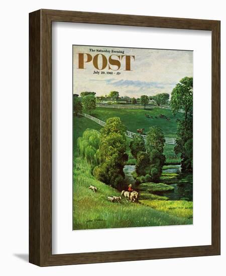 "Green Kentucky Pastures," Saturday Evening Post Cover, July 29, 1961-John Clymer-Framed Giclee Print