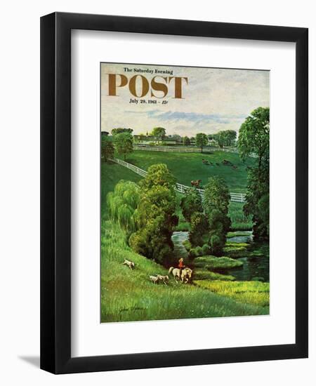 "Green Kentucky Pastures," Saturday Evening Post Cover, July 29, 1961-John Clymer-Framed Giclee Print