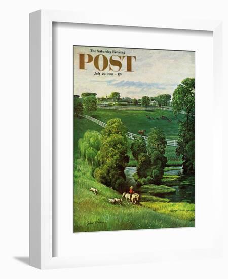 "Green Kentucky Pastures," Saturday Evening Post Cover, July 29, 1961-John Clymer-Framed Giclee Print