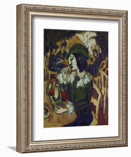 Green Lady in the Garden Café, 1912-Ernst Ludwig Kirchner-Framed Giclee Print