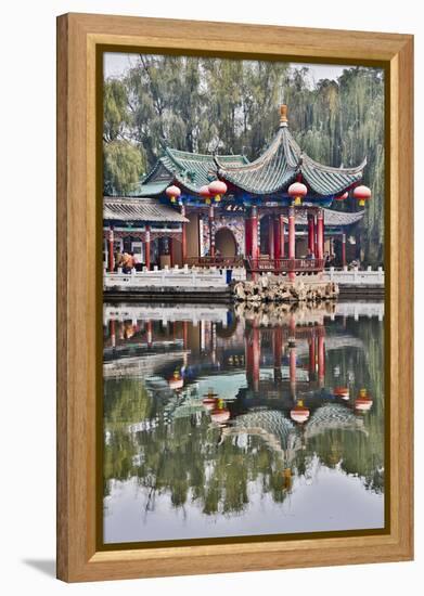 Green Lake Park and its Many Colorful Buildings, Kunming China-Darrell Gulin-Framed Premier Image Canvas