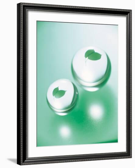 Green Leaves Inside Water Drops-null-Framed Photographic Print