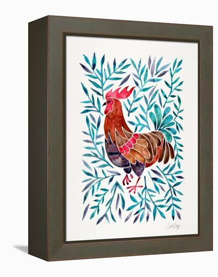 Green Leaves Rooster-Cat Coquillette-Framed Premier Image Canvas
