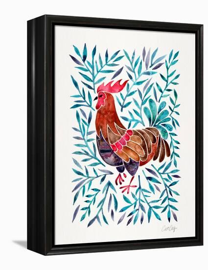 Green Leaves Rooster-Cat Coquillette-Framed Premier Image Canvas