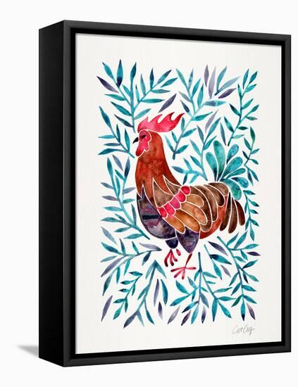 Green Leaves Rooster-Cat Coquillette-Framed Premier Image Canvas