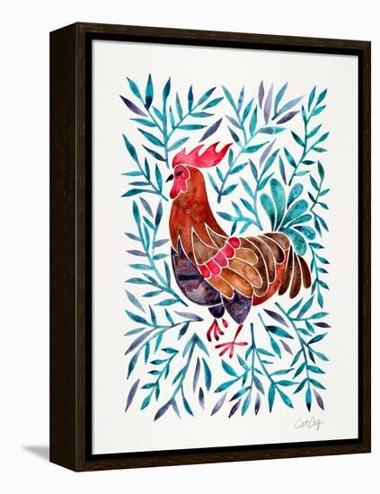 Green Leaves Rooster-Cat Coquillette-Framed Premier Image Canvas