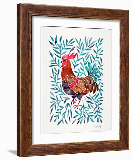 Green Leaves Rooster-Cat Coquillette-Framed Giclee Print