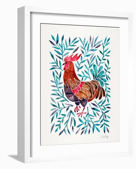 Green Leaves Rooster-Cat Coquillette-Framed Giclee Print