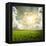 Green Meadow under Blue Sky with Clouds-Volokhatiuk-Framed Premier Image Canvas