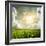 Green Meadow under Blue Sky with Clouds-Volokhatiuk-Framed Photographic Print