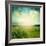 Green Meadow Under Blue Sky With Clouds-Volokhatiuk-Framed Art Print