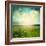 Green Meadow Under Blue Sky With Clouds-Volokhatiuk-Framed Premium Giclee Print