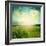 Green Meadow Under Blue Sky With Clouds-Volokhatiuk-Framed Premium Giclee Print